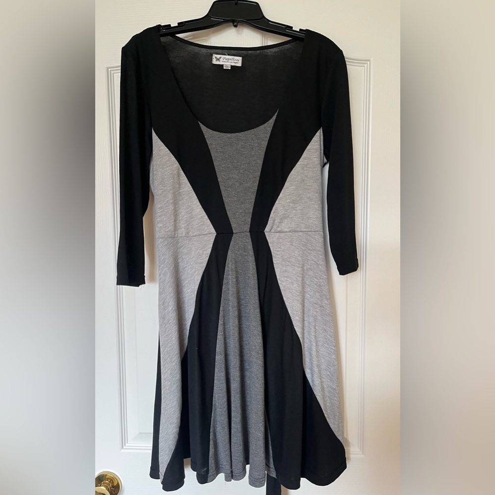Fall Style - Geometric Black & Gray Papillon Dress